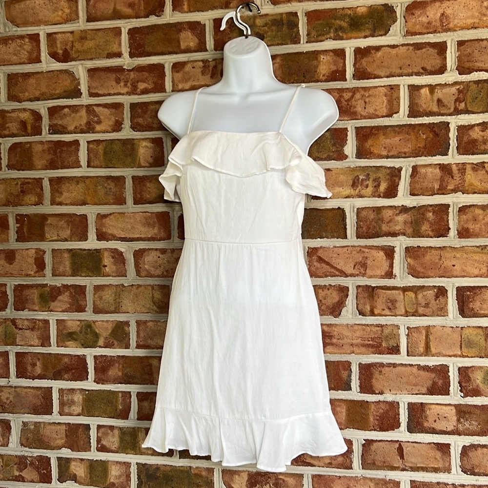 Trixxi White Ruffle Mini Dress Size Small